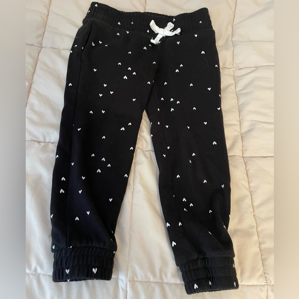 Wonder Nation Black Joggers with Heart Pattern (EUC)